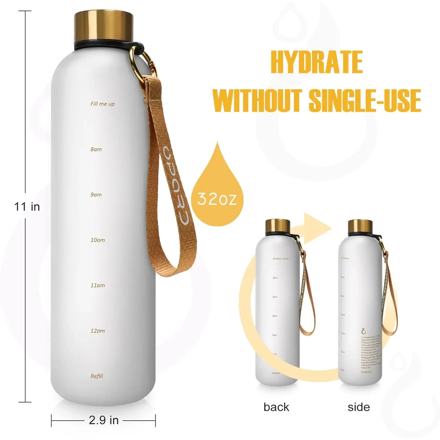 1L BPA-Free Water Bottle with Time Markings – Leakproof & Reusable Fitness and Sports