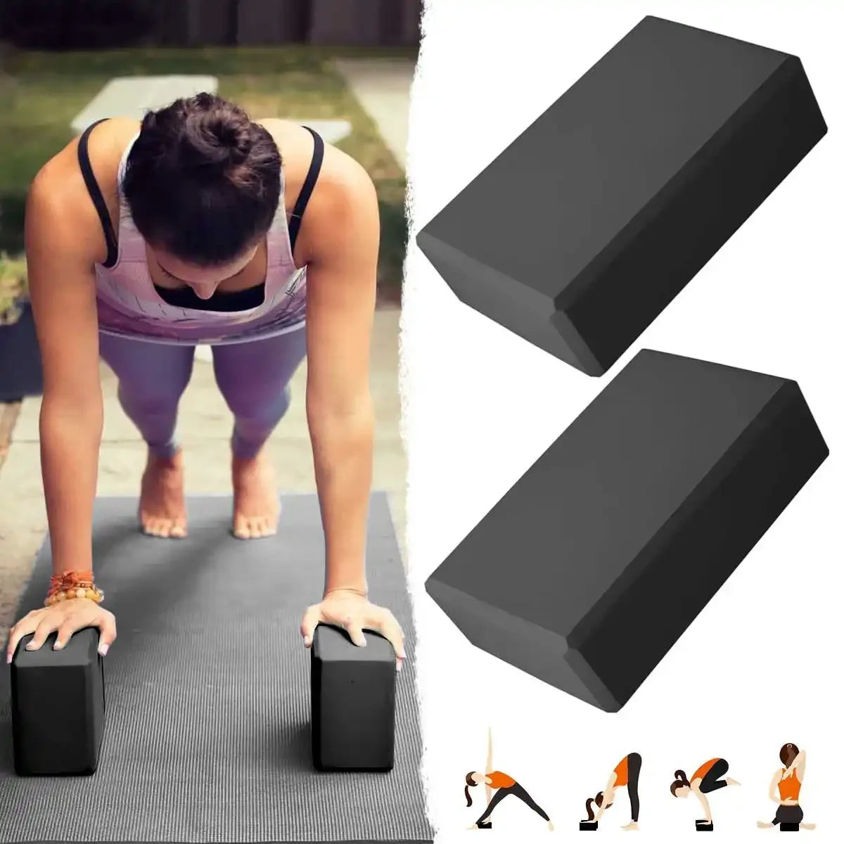 2PCS Foam Yoga Blocks – Perfect for Stretching, Pilates & Fitness Training