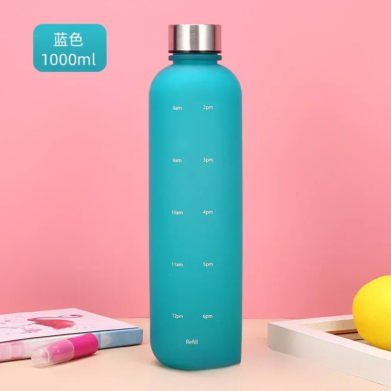 1L BPA-Free Water Bottle with Time Markings – Leakproof & Reusable Fitness and Sports