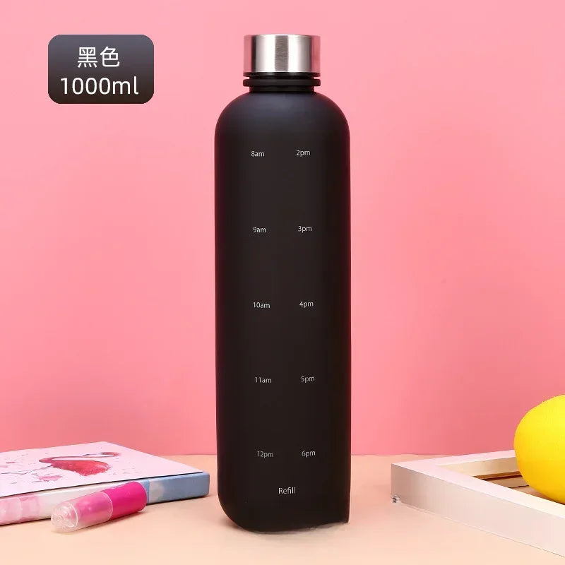 1L BPA-Free Water Bottle with Time Markings – Leakproof & Reusable Fitness and Sports