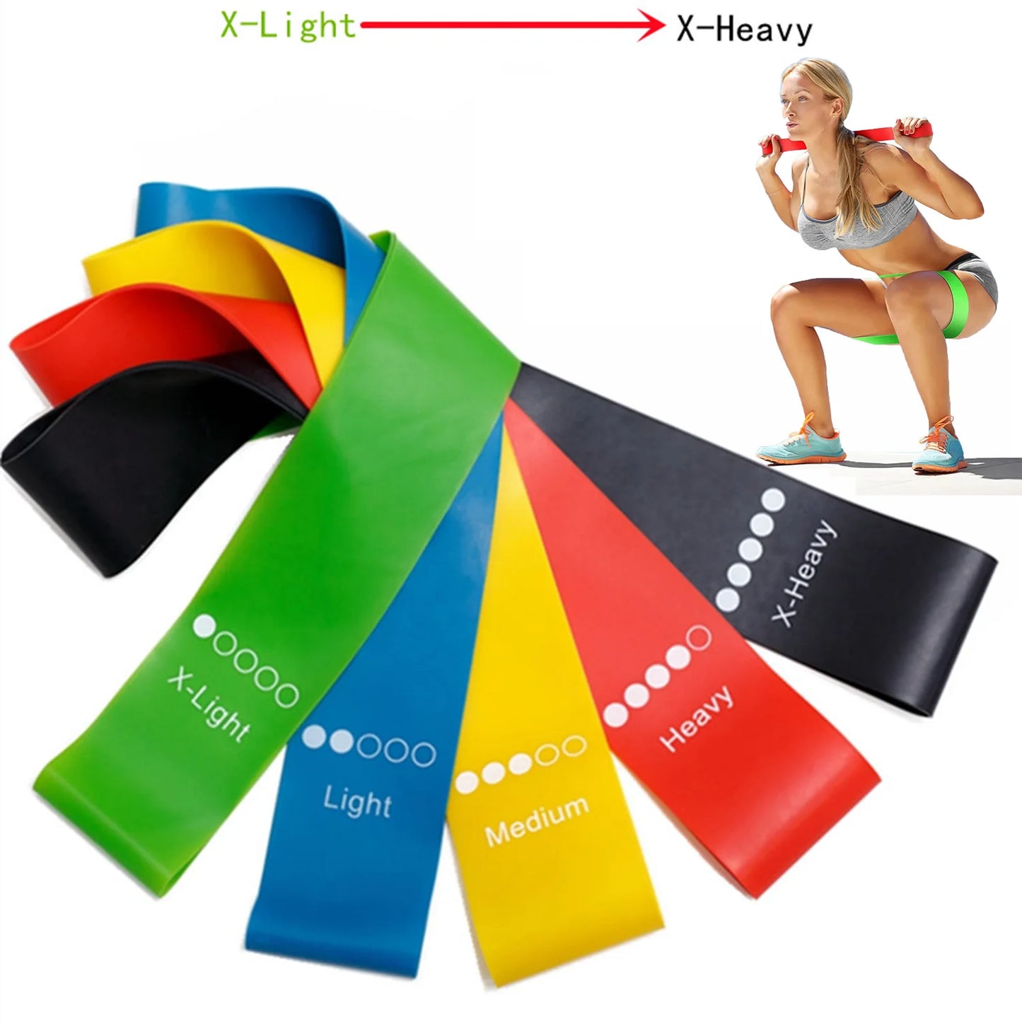 5-Piece Elastic Resistance Bands – Ideal for Yoga, Pilates & Home Workouts
